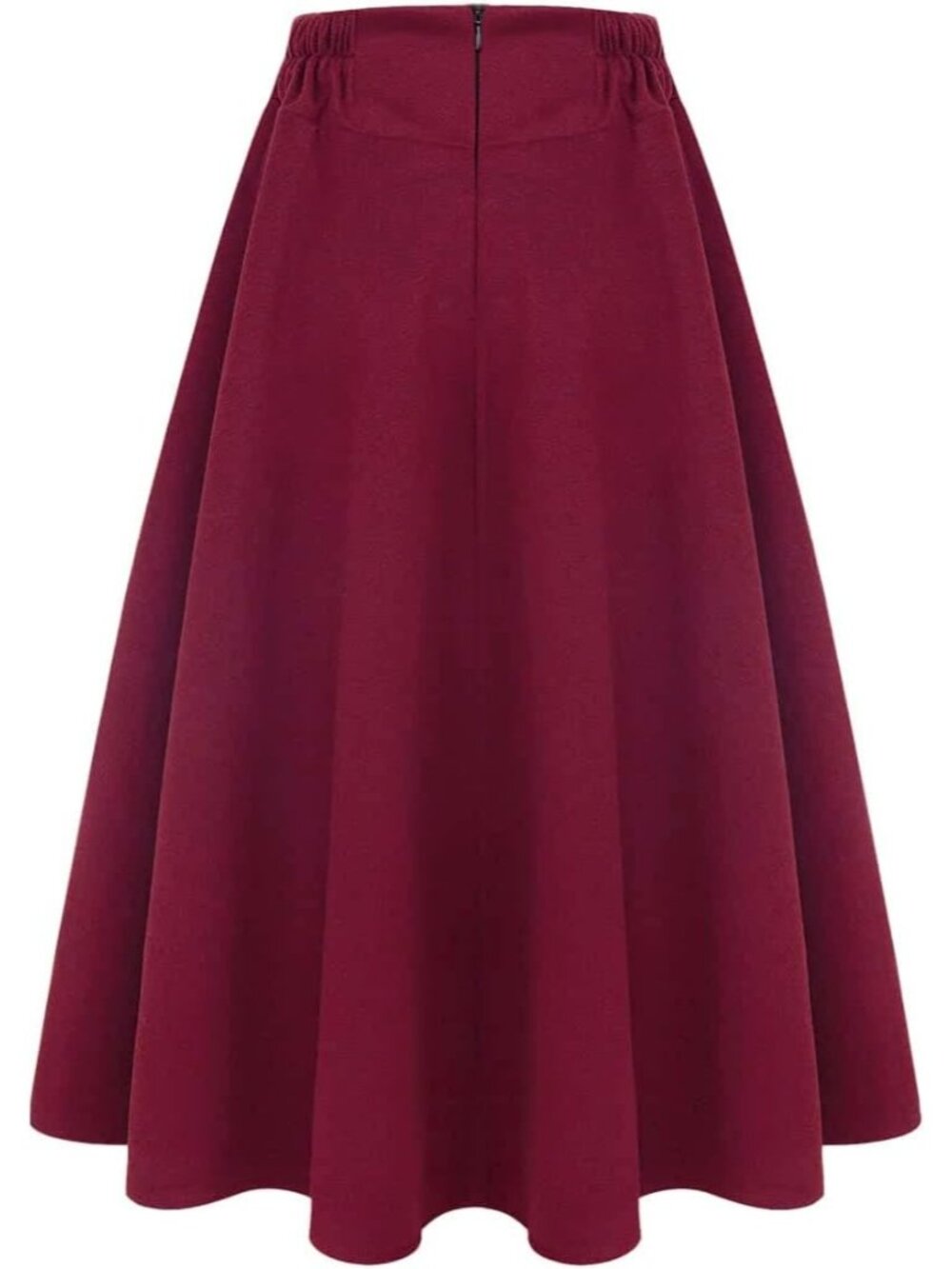 Women's Wine Red Fall Winter High Waisted Wool Plaid A-line Long Maxi Skirt - Picture 5 of 6